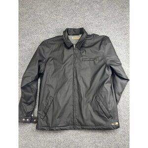 Quiksilver Jacket Mens XL Black Faux Leather Fleece Lined‎ Full Zip Moto Biker